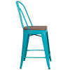 Flash Furniture 24" Teal Metal Counter Stool, Model# ET-3534-24-CB-WD-GG 4