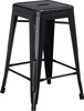 Flash Furniture Distressed Black Metal Stool, Model# ET-BT3503-24-BK-GG