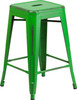 Flash Furniture Distressed Green Metal Stool, Model# ET-BT3503-24-GN-GG