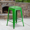 Flash Furniture Distressed Green Metal Stool, Model# ET-BT3503-24-GN-GG 2