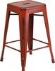 Flash Furniture Distressed Red Metal Stool, Model# ET-BT3503-24-RD-GG