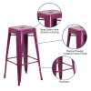 Flash Furniture 30" Purp No Back Metal Stool, Model# ET-BT3503-30-PUR-GG 3