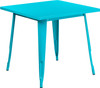 Flash Furniture 31.5SQ Teal-Blue Metal Table, Model# ET-CT002-1-CB-GG