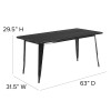 Flash Furniture 31.5x63 Black Metal Table Set, Model# ET-CT005-BK-GG 4