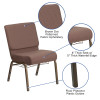 Flash Furniture HERCULES Series Brown Dot Fabric Church Chair, Model# FD-CH0221-4-GV-BNDOT-BAS-GG 3