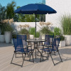 Flash Furniture Nantucket 6PC Navy Patio Set & Umbrella, Model# GM-202012-NV-GG 2