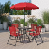 Flash Furniture Nantucket 6PC Red Patio Set & Umbrella, Model# GM-202012-RD-GG 2