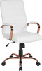 Flash Furniture White High Back Leather Chair, Model# GO-2286H-WH-RSGLD-GG