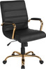 Flash Furniture Black Mid-Back Leather Chair, Model# GO-2286M-BK-GLD-GG