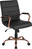 Flash Furniture Black Mid-Back Leather Chair, Model# GO-2286M-BK-RSGLD-GG