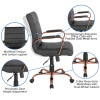 Flash Furniture Black Mid-Back Leather Chair, Model# GO-2286M-BK-RSGLD-GG 4