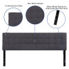 Flash Furniture Bedford King Headboard-Gray Fabric, Model# HG-HB1704-K-DG-GG