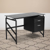 Flash Furniture Black Glass 2 Drawer Desk, Model# NAN-WK-036-GG 2