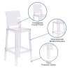 Flash Furniture Square Back Ghost Barstool, Model# OW-SQUAREBACK-29-GG 3