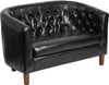 Flash Furniture HERCULES Colindale Series Black Leather Barrel Loveseat, Model# QY-B16-2-HY-9030-8-BK-GG