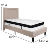 Flash Furniture Roxbury Twin Platform Bed Set-Beige, Model# SL-BMF-17-GG 3