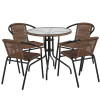 Flash Furniture 28RD Brown Table Set w/Rattan, Model# TLH-087RD-037BN4-GG