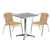 Flash Furniture 23.5SQ Aluminum Table/2 Chairs, Model# TLH-ALUM-24SQ-020BGECHR2-GG