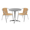 Flash Furniture 27.5RD Aluminum Table/2 Chairs, Model# TLH-ALUM-28RD-020BGECHR2-GG