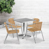 Flash Furniture 27.5SQ Aluminum Table/4 Chairs, Model# TLH-ALUM-28SQ-020BGECHR4-GG 2