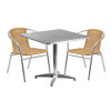 Flash Furniture 31.5SQ Aluminum Table/2 Chairs, Model# TLH-ALUM-32SQ-020BGECHR2-GG