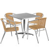 Flash Furniture 31.5SQ Aluminum Table/4 Chairs, Model# TLH-ALUM-32SQ-020BGECHR4-GG