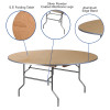 Flash Furniture 66RND Wood Fold Table-Met Edge, Model# XA-66-BIRCH-M-GG 3