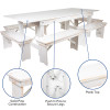 Flash Furniture HERCULES Series 8'x40" White Table/6 Bench Set, Model# XA-FARM-3-WH-GG 3