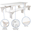 Flash Furniture HERCULES Series 9'x40" White Table/2 Bench Set, Model# XA-FARM-6-WH-GG 3