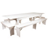 Flash Furniture HERCULES Series 9'x40" White Table/4 Bench Set, Model# XA-FARM-7-WH-GG