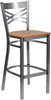 Flash Furniture HERCULES Series Clear X Stool-Nat Seat, Model# XU-6F8B-CLR-BAR-NATW-GG