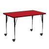 Flash Furniture 24x48 REC Red Activity Table, Model# XU-A2448-REC-RED-H-A-CAS-GG