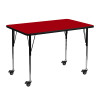 Flash Furniture 30x48 REC Red Activity Table, Model# XU-A3048-REC-RED-T-A-CAS-GG