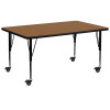 Flash Furniture 30x72 REC Oak Activity Table, Model# XU-A3072-REC-OAK-T-P-CAS-GG