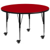 Flash Furniture 48 RND Red Activity Table, Model# XU-A48-RND-RED-T-P-CAS-GG