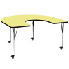 Flash Furniture 60x66 HRSE Yell Activity Table, Model# XU-A6066-HRSE-YEL-T-A-CAS-GG