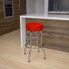 Flash Furniture Red Double Ring Chrome Stool, Model# XU-D-100-RED-GG 2