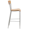 Flash Furniture Invincible Series Silver Open Stool-Nat Seat, Model# XU-DG-60218-NAT-GG 7