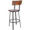 Flash Furniture Flint Series Walnut/Gray Metal Barstool, Model# XU-DG-60582B-GG 5