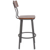 Flash Furniture Flint Series Walnut/Gray Metal Barstool, Model# XU-DG-60582B-GG 7