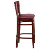 Flash Furniture Darby Series Mahogany Wood Stool-Burg Vinyl, Model# XU-DG-W0108BBAR-MAH-BURV-GG 3