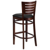 Flash Furniture Darby Series Walnut Wood Stool-Blk Vinyl, Model# XU-DG-W0108BBAR-WAL-BLKV-GG 2