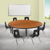 Flash Furniture 60" Circle Wave Oak Table Set, Model# XU-GRP-12CH-A60-HCIRC-OAK-T-P-GG 2