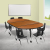 Flash Furniture 76" Oval Wave Oak Table Set, Model# XU-GRP-14CH-A3048CON-48-OAK-T-P-CAS-GG 2