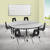 Flash Furniture 60" Circle Wave Grey Table Set, Model# XU-GRP-14CH-A60-HCIRC-GY-T-P-CAS-GG 2