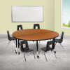 Flash Furniture 60" Circle Wave Oak Table Set, Model# XU-GRP-14CH-A60-HCIRC-OAK-T-P-CAS-GG 2