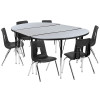 Flash Furniture 76" Oval Wave Grey Table Set, Model# XU-GRP-16CH-A3048CON-48-GY-T-A-GG