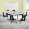 Flash Furniture 76" Oval Wave Grey Table Set, Model# XU-GRP-16CH-A3048CON-48-GY-T-A-GG 2