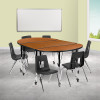 Flash Furniture 76" Oval Wave Oak Table Set, Model# XU-GRP-16CH-A3048CON-48-OAK-T-A-CAS-GG 2