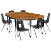Flash Furniture 86" Oval Wave Oak Table Set, Model# XU-GRP-16CH-A3060CON-60-OAK-T-A-CAS-GG